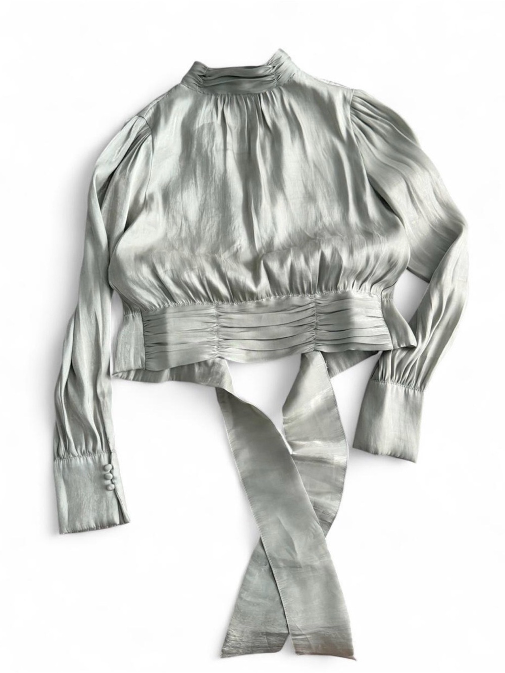 HYFVE Satin-Look Blouse in Light Sage Green
